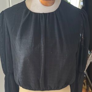 Black Boxy Blouse with Soft Draping Fabric